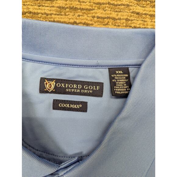 Oxford Twin Eagles Golf Super Dry 2XL Coolmax Polo Shirt Blue Spandex Size XXL - Picture 3 of 10